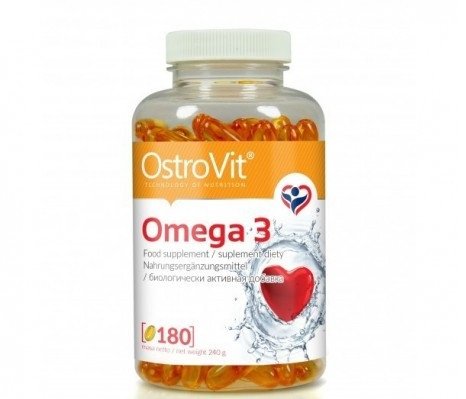 OstroVit Omega 3 180 caps,  ml, OstroVit. Omega 3 (Fish Oil). General Health Ligament and Joint strengthening Skin health CVD Prevention Anti-inflammatory properties 