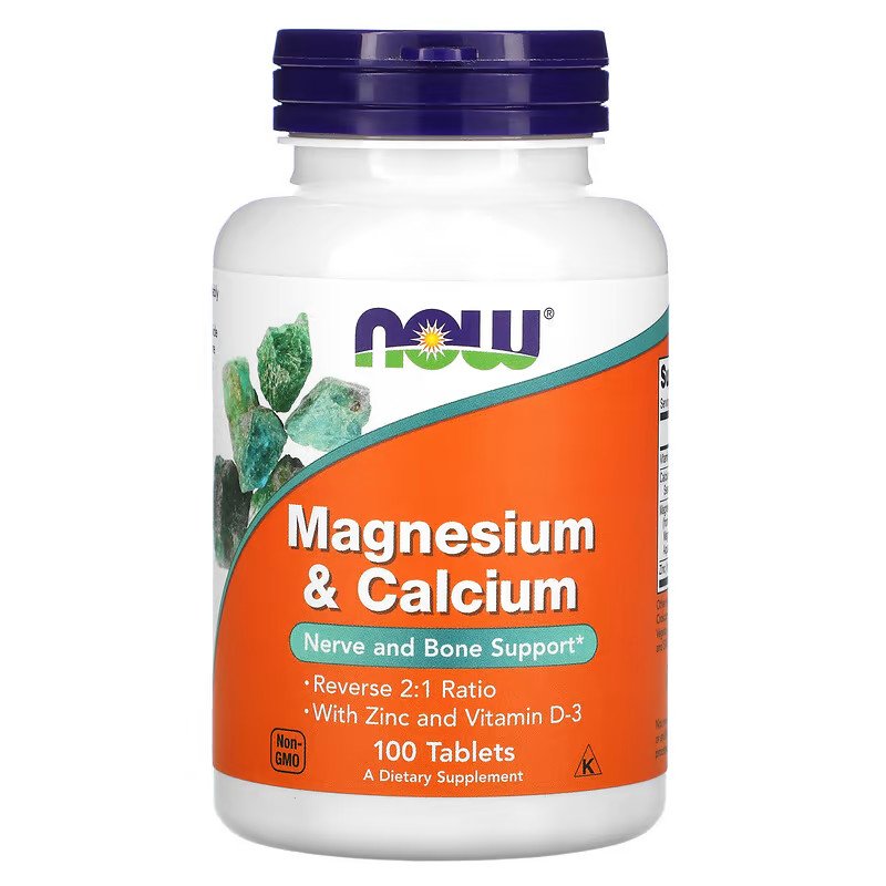 Витамины и минералы NOW Magnesium &amp; Calcium, 100 таблеток,  мл, Now. Витамины и минералы. Поддержание здоровья Укрепление иммунитета 