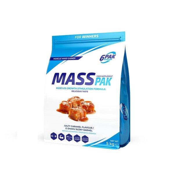 Гейнер 6PAK Nutrition Mass PAK, 5 кг Солёная карамель,  мл, 6PAK Nutrition. Гейнер. Набор массы Энергия и выносливость Восстановление 