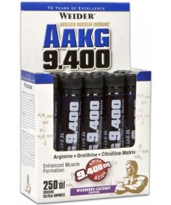 AAKG 9.400, 10 pcs, Weider. Arginine. recovery Immunity enhancement Muscle pumping Antioxidant properties Lowering cholesterol Nitric oxide donor 