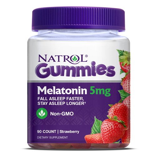 Восстановитель Natrol Melatonin Gummies 5mg, 90 желеек - клубника,  мл, Natrol. Послетренировочный комплекс. Восстановление 