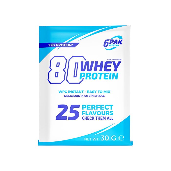 Протеин 6PAK Nutrition 80 Whey Protein, 30 грамм Белый шоколад-клубника,  ml, 6PAK Nutrition. Protein. Mass Gain recovery Anti-catabolic properties 
