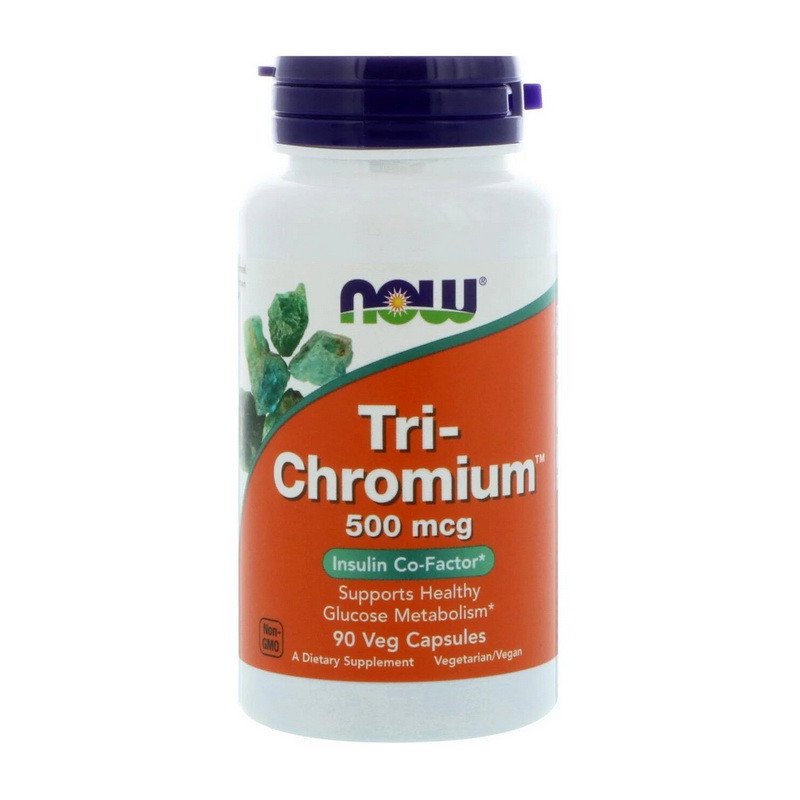 Три Хром  Now Foods Tri-Chromium 500 mcg (90 капс) нау фудс,  мл, Now. Пиколинат хрома. Снижение веса Регуляция углеводного обмена Уменьшение аппетита 