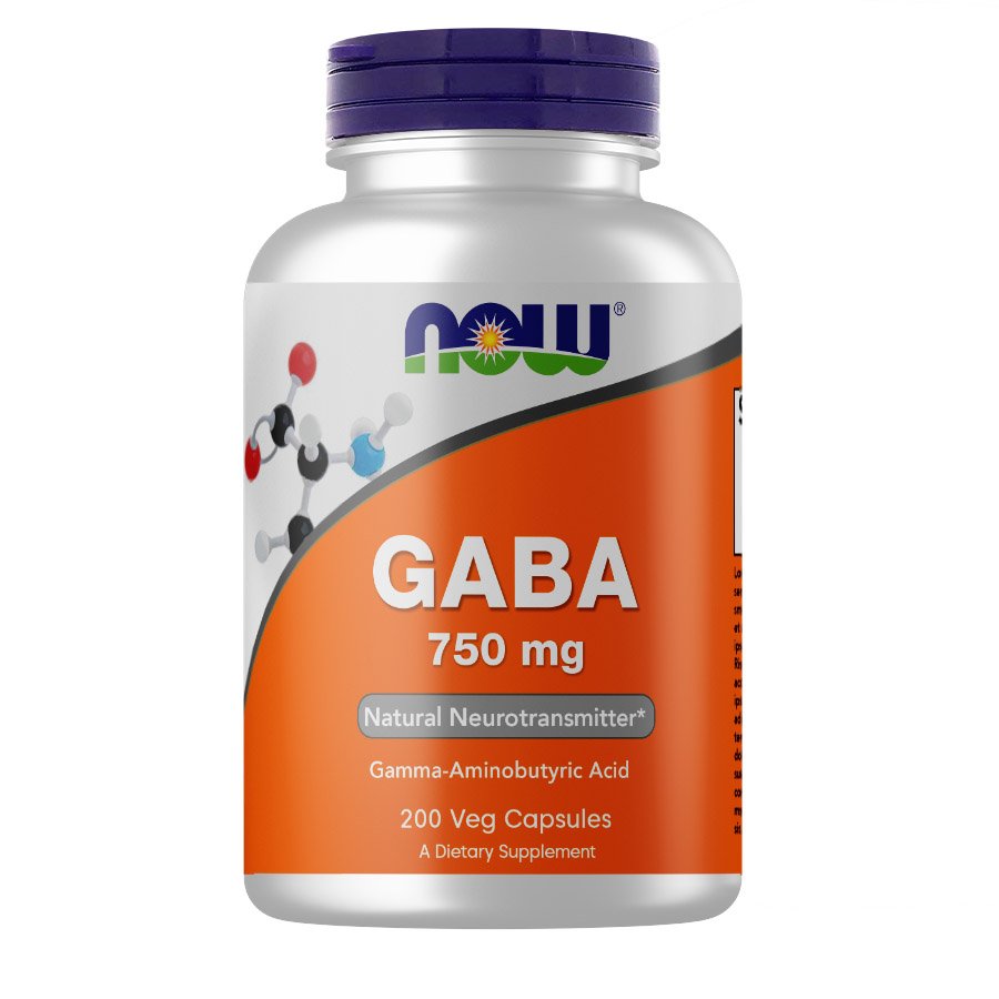 Аминокислота NOW Gaba 750 mg, 200 вегакапсул,  мл, Now. Аминокислоты. 