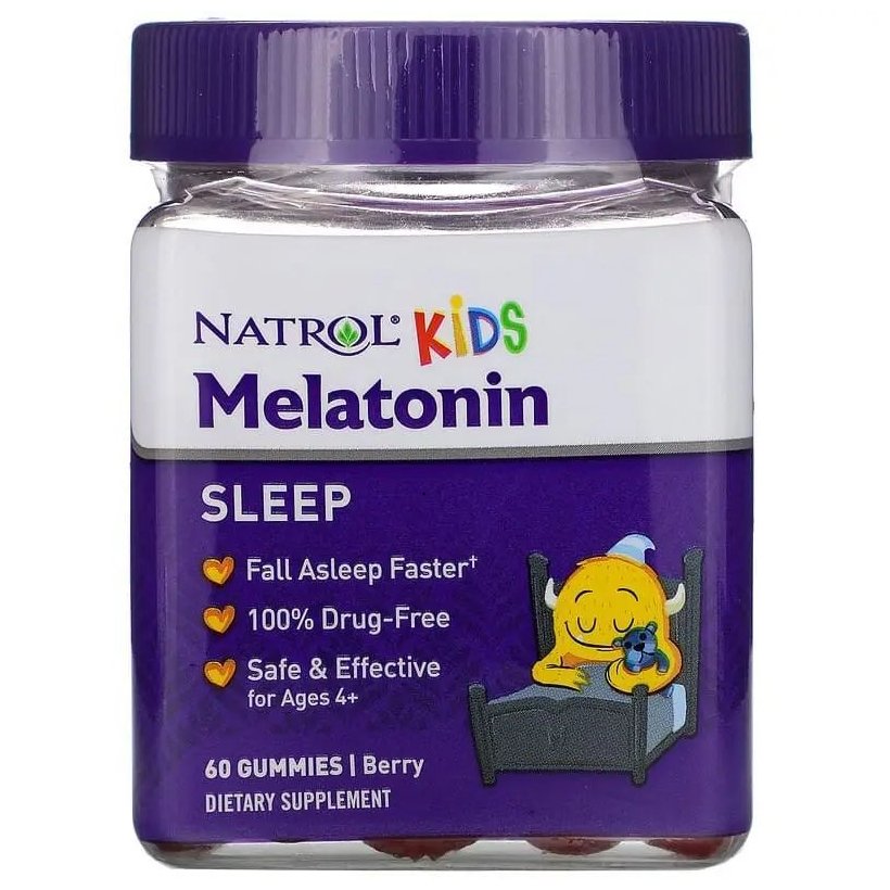 Natrol Натуральная добавка Natrol Kids Melatonin 1 mg, 60 желеек Ягоды, , 