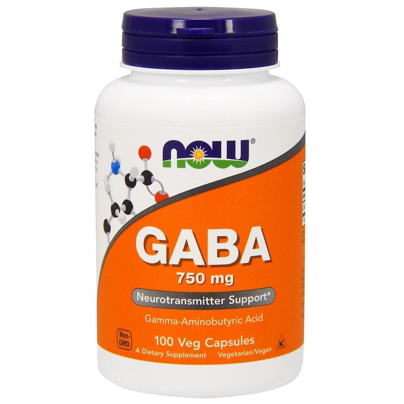 Біологічно активна добавка NOW Foods GABA 750 mg 100 Caps,  ml, Now. Special supplements. 