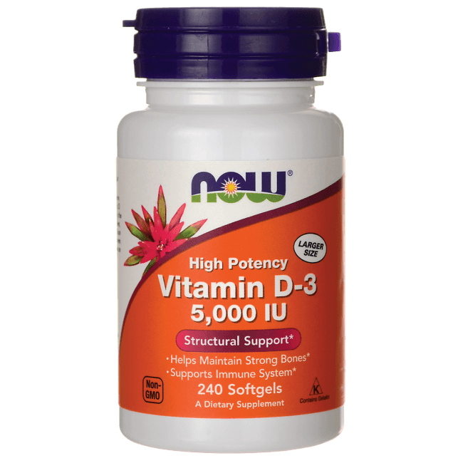 Vitamin D-3 5000 IU, 240 шт, Now. Витамин D. 