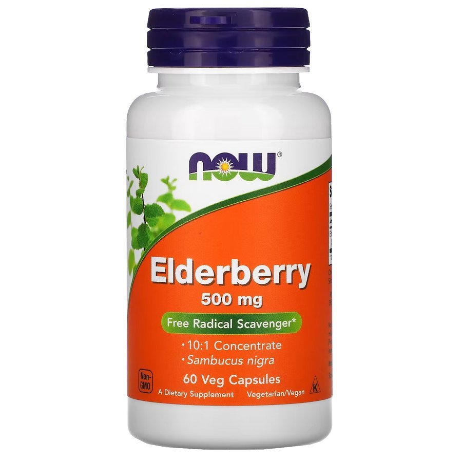 Натуральная добавка NOW Elderberry 500 mg, 60 вегакапсул,  мл, Now. Hатуральные продукты. Поддержание здоровья 