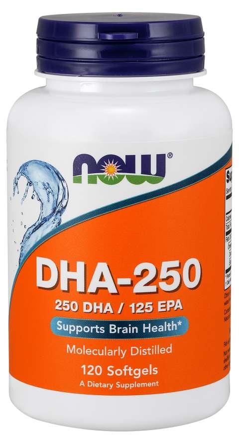 NOW Foods DHA-250 120 капсул,  ml, Now. Omega 3 (Fish Oil). General Health Ligament and Joint strengthening Skin health CVD Prevention Anti-inflammatory properties 