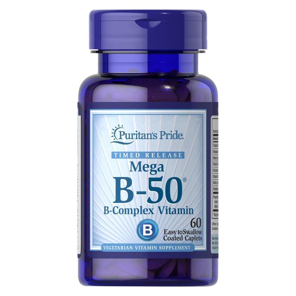 Витамины и минералы Puritan's Pride Vitamin B-50 Complex Timed Release, 60 каплет,  мл, Puritan's Pride. Витамины и минералы. Поддержание здоровья Укрепление иммунитета 