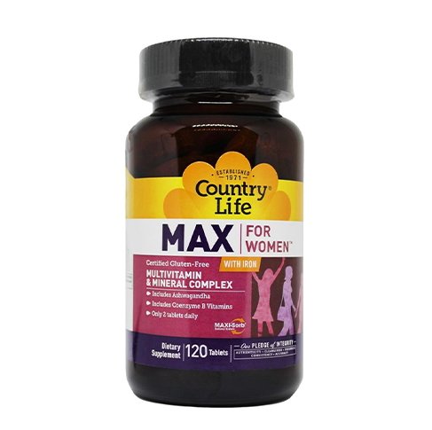Витамины и минералы Country Life Max for Women With Iron, 120 таблеток,  ml, Country Life. Vitamins and minerals. General Health Immunity enhancement 