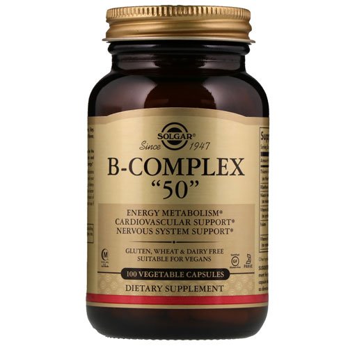Solgar B-Complex 50 100 капс Без вкуса,  мл, Solgar. Витамин B. Поддержание здоровья 