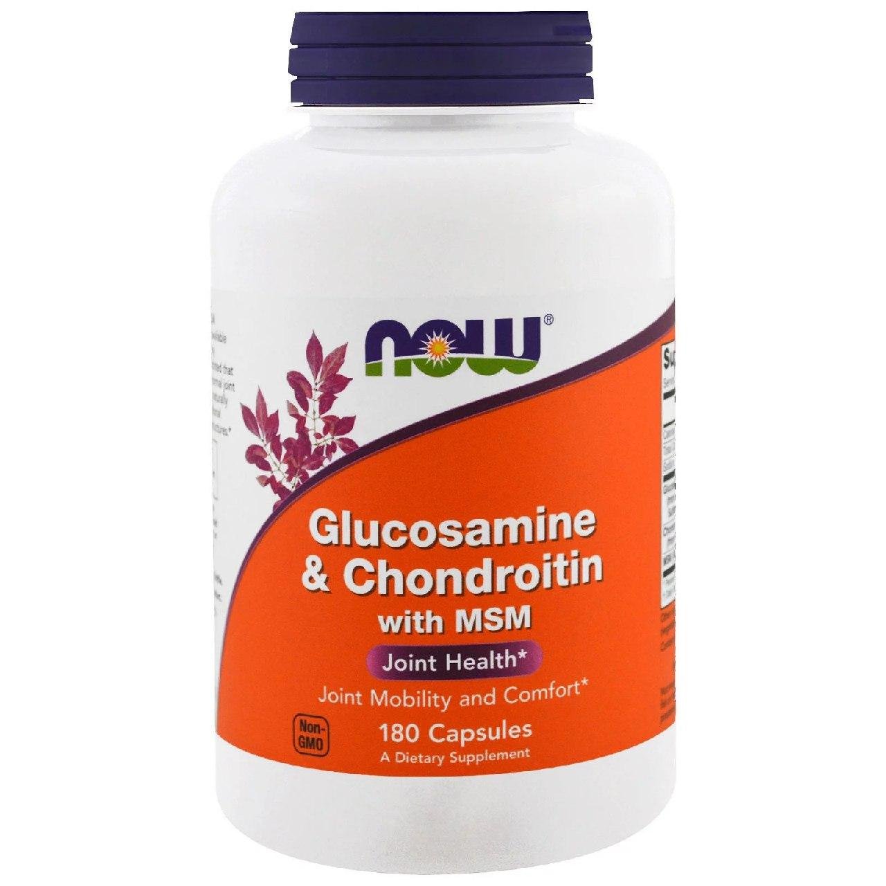 Glucosamine & Chondroitin with MSM NOW Foods 180 Caps,  ml, Now. For joints and ligaments. General Health Ligament and Joint strengthening 