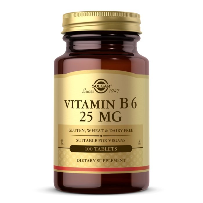 Витамины и минералы Solgar Vitamin B6 25 mg, 100 таблеток,  ml, Solgar. Vitamins and minerals. General Health Immunity enhancement 