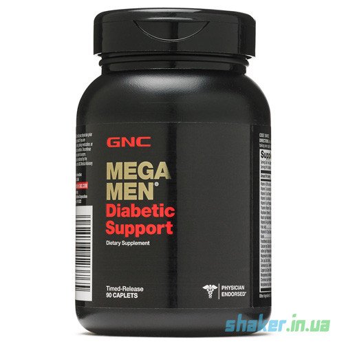Витамины для мужчин GNC Mega Men Diabetic Support (90 таб) для диабетиков,  мл, GNC. Витамины и минералы. Поддержание здоровья Укрепление иммунитета 