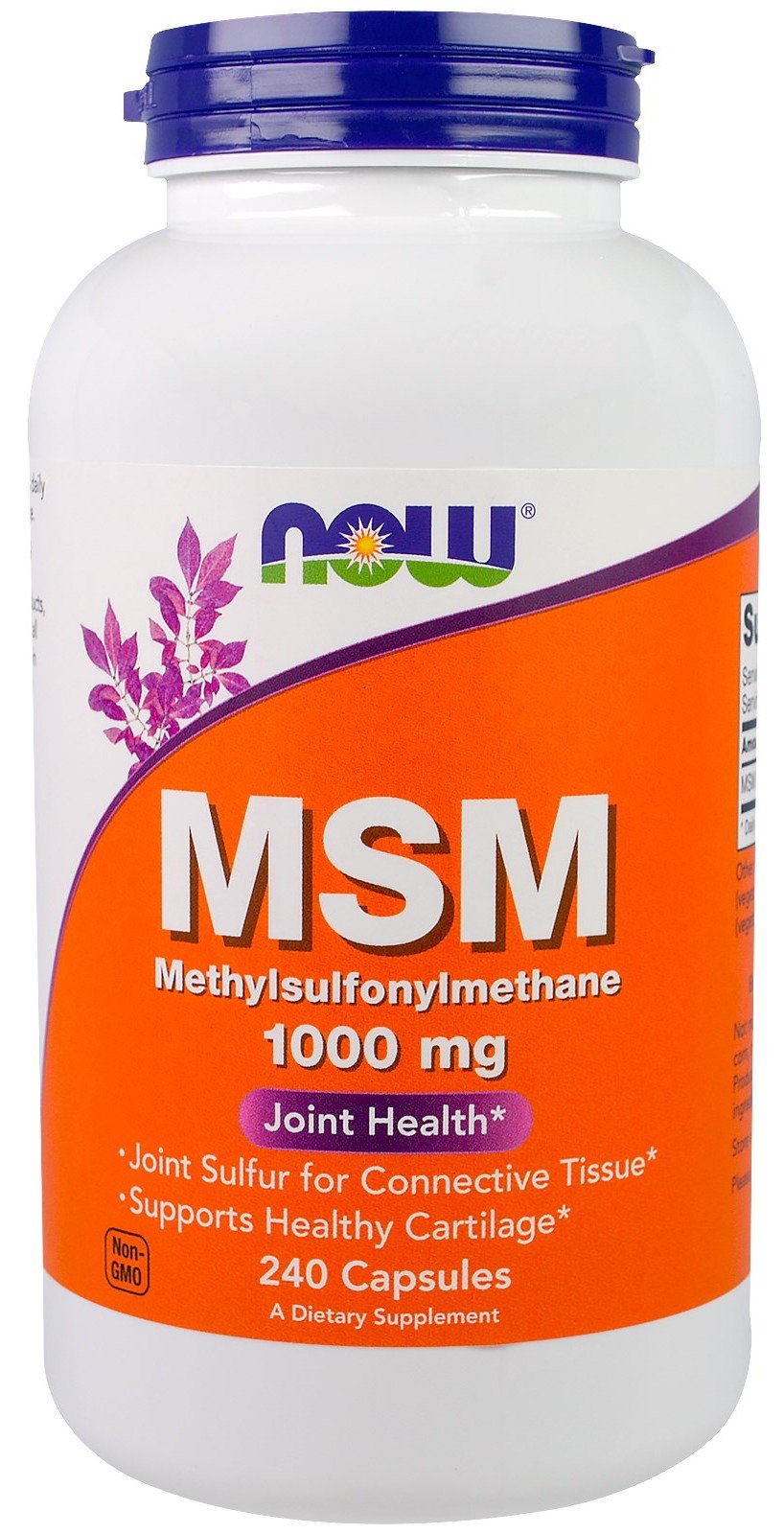 MSM 1000 mg, 240 шт, Now. Хондропротекторы. Поддержание здоровья Укрепление суставов и связок 