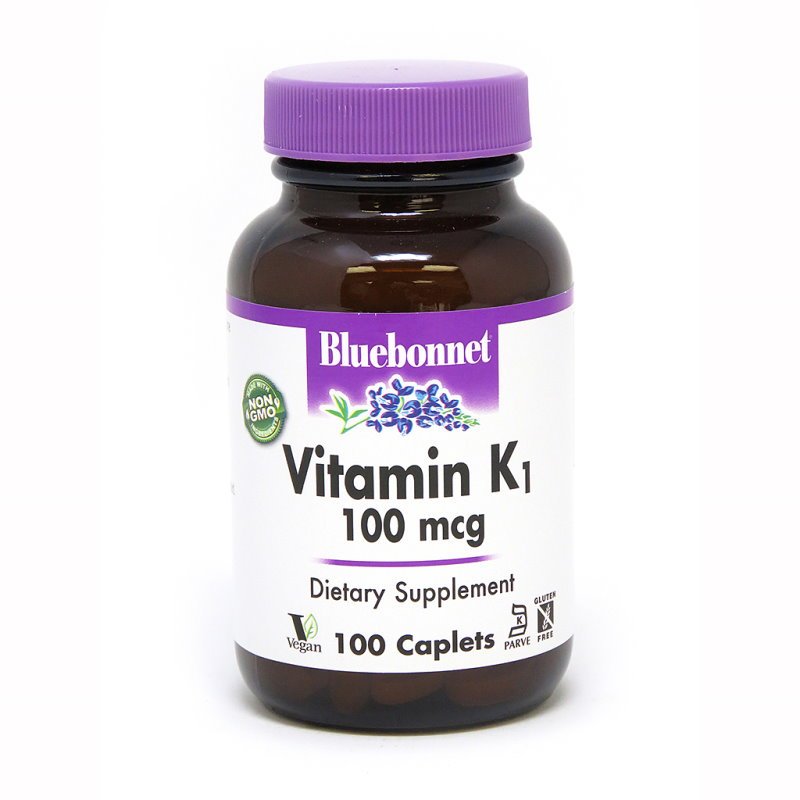 Витамины и минералы Bluebonnet Vitamin К1 100 mcg, 100 капсул,  мл, Bluebonnet Nutrition. Витамины и минералы. Поддержание здоровья Укрепление иммунитета 