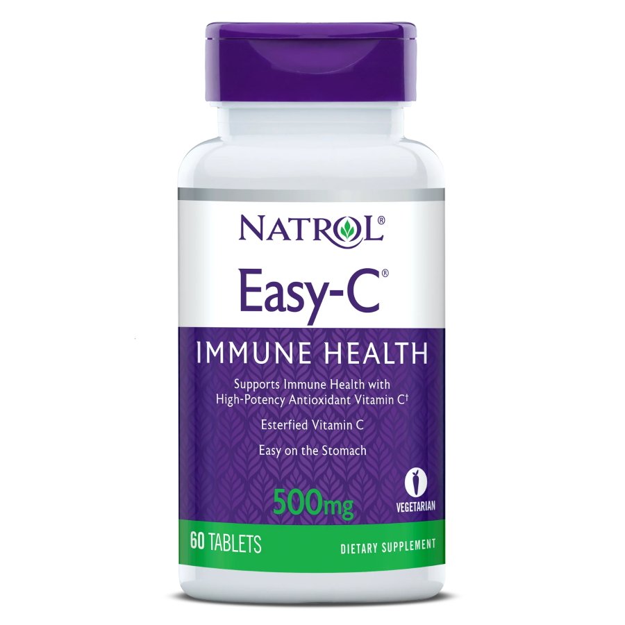 Витамины и минералы Natrol Easy-C 500 mg, 60 таблеток,  ml, Natrol. Vitamins and minerals. General Health Immunity enhancement 