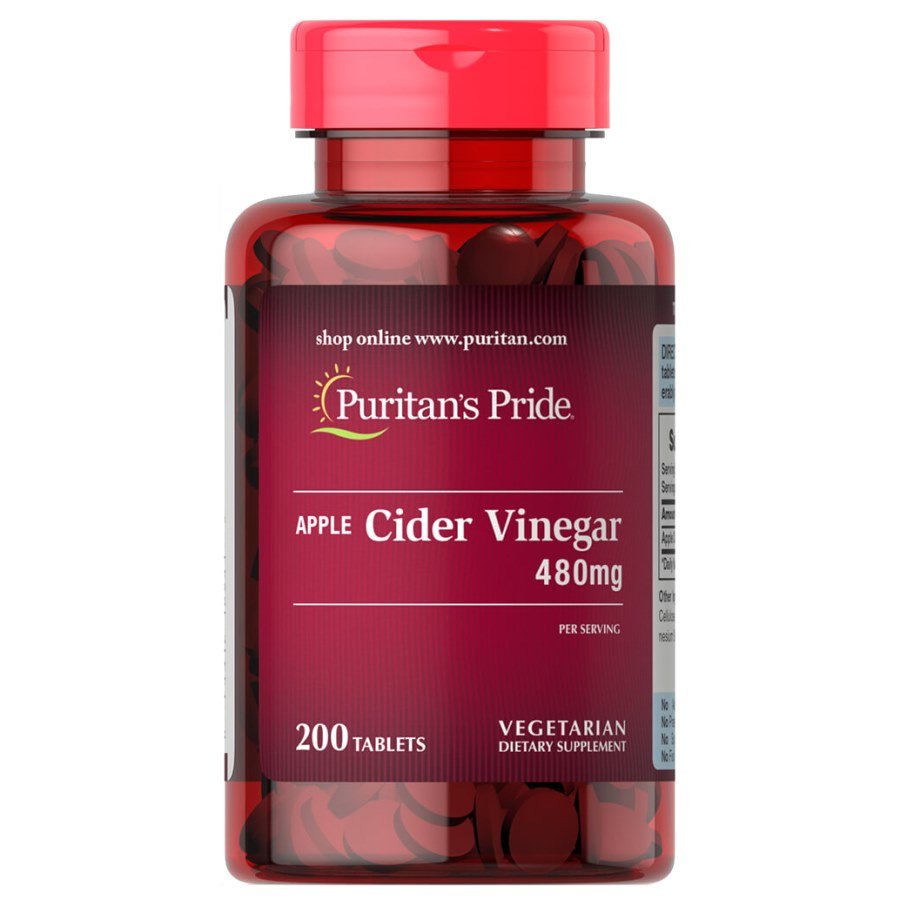 Натуральная добавка Puritan's Pride Apple Cider Vinegar 480 mg, 200 таблеток,  мл, Puritan's Pride. Hатуральные продукты. Поддержание здоровья 