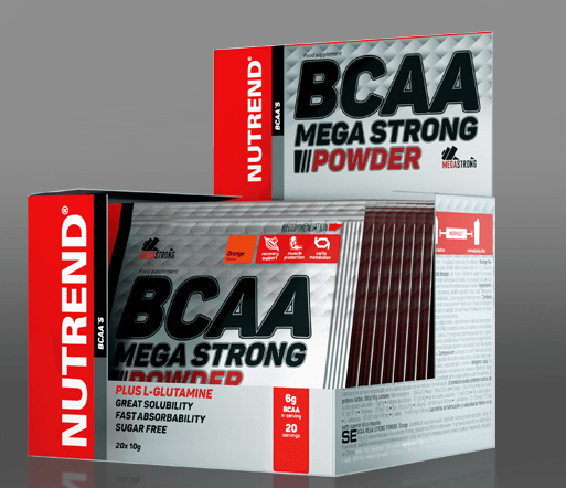 BCAA Mega Strong Powder, 20 piezas, Nutrend. BCAA. Weight Loss recuperación Anti-catabolic properties Lean muscle mass 