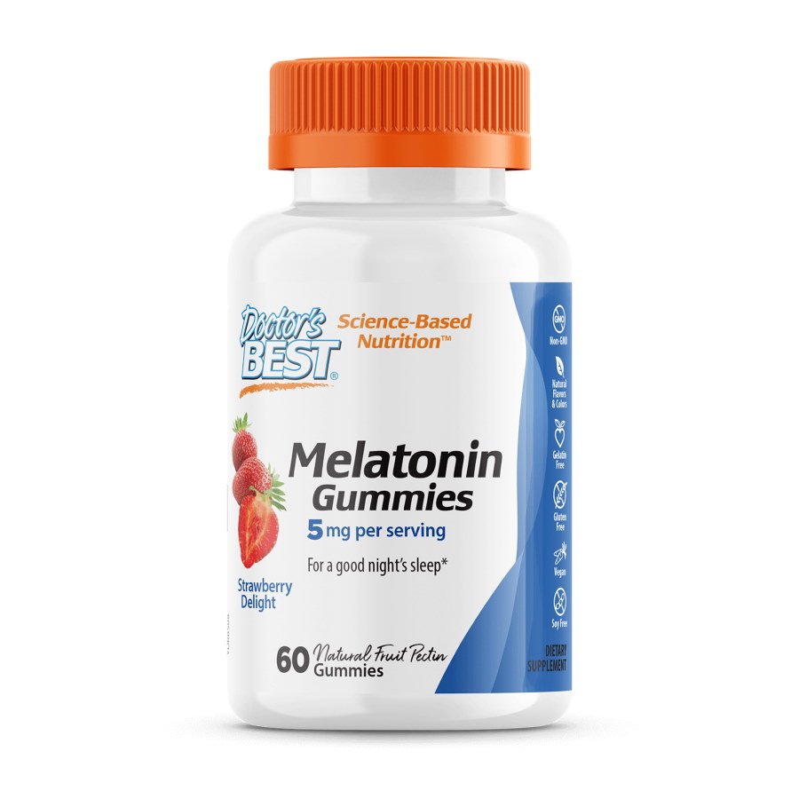 Восстановитель Doctor's Best Melatonin 5 mg, 60 желеек - клубника,  ml, Doctor's BEST. Post Entreno. recuperación 
