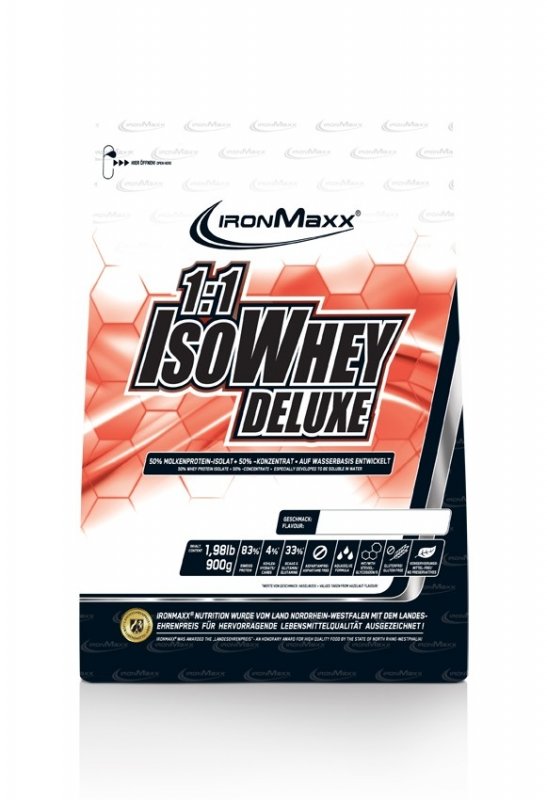 IsoWhey Deluxe, 900 г, IronMaxx. Сывороточный изолят. Сухая мышечная масса Снижение веса Восстановление Антикатаболические свойства 