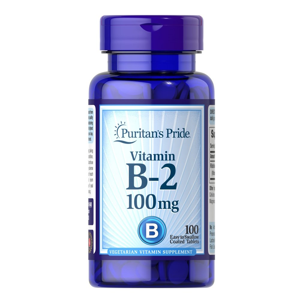 Витамины и минералы Puritan's Pride Vitamin B-2 (Riboflavin) 100 mg, 100 таблеток,  ml, Puritan's Pride. Vitamins and minerals. General Health Immunity enhancement 