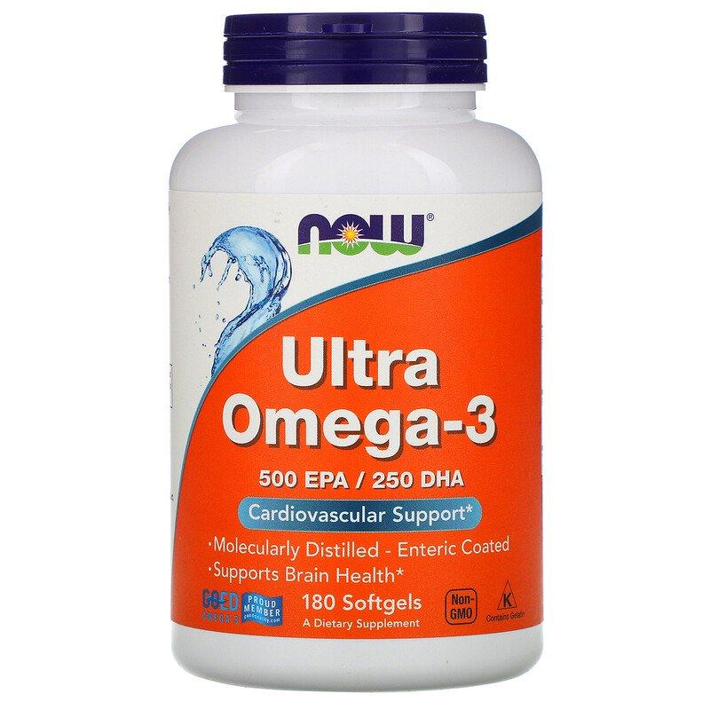 Омега 3 Now Foods Ultra Omega-3 (180 капс) рыбий жир нау фудс,  ml, Now. Omega 3 (Fish Oil). General Health Ligament and Joint strengthening Skin health CVD Prevention Anti-inflammatory properties 