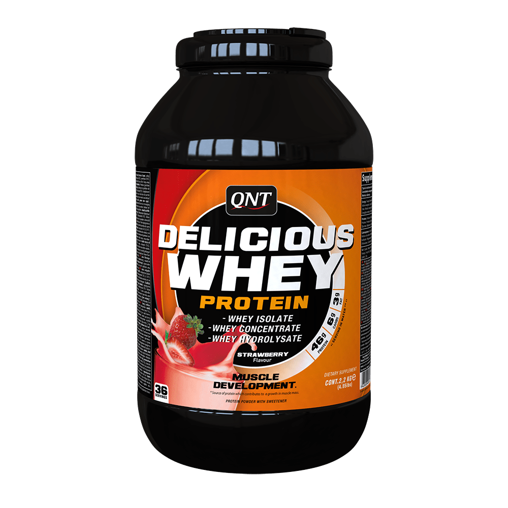 QNT Delicious Whey Protein 2,2 кг - Strawberry,  мл, QNT. Сывороточный протеин. Восстановление Антикатаболические свойства Сухая мышечная масса 