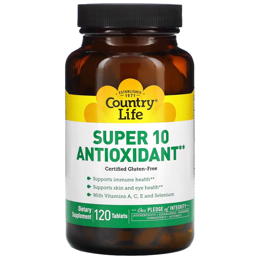 Витамины и минералы Country Life Super 10 Antioxidant, 120 таблеток,  ml, Country Life. Vitamins and minerals. General Health Immunity enhancement 