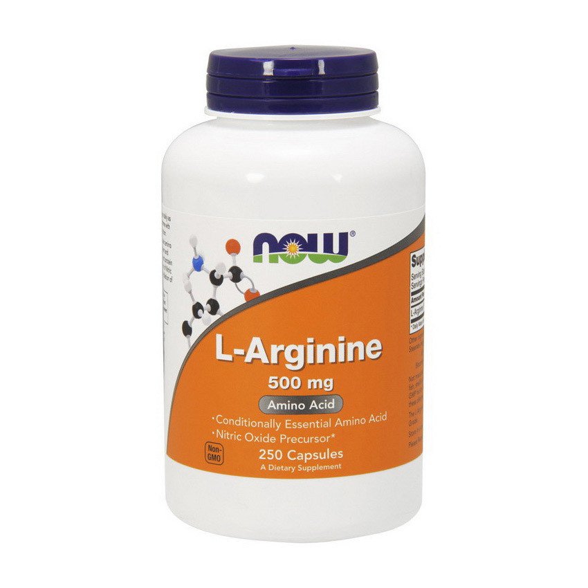 Л-Аргинин Now Foods L-Arginine 500 mg (250 капсул) нау фудс,  мл, Now. Аргинин. Восстановление Укрепление иммунитета Пампинг мышц Антиоксидантные свойства Снижение холестерина Донатор оксида азота 