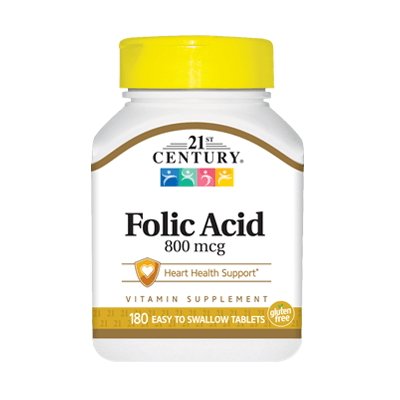 21st Century Витамины и минералы 21st Century Folic Acid 800 mcg, 180 таблеток, , 