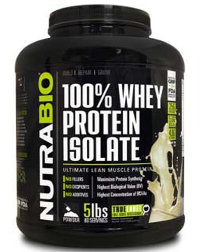 100% Whey Protein Isolate, 2270 г, NutraBio. Сывороточный изолят. Сухая мышечная масса Снижение веса Восстановление Антикатаболические свойства 