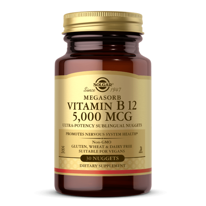 Витамин В12 Мегасорб, Vitamin B12 Megasorb, Solgar, 5000 мкг, 30 табл,  мл, Solgar. Витамин B. Поддержание здоровья 