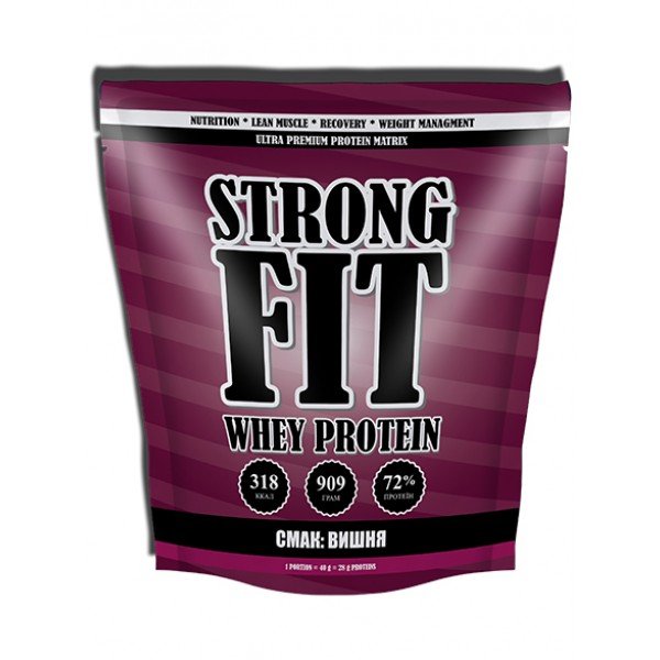 Протеин Strong Fit Whey Protein, 909 грамм Вишня,  мл, Strong FIT. Протеин. Набор массы Восстановление Антикатаболические свойства 