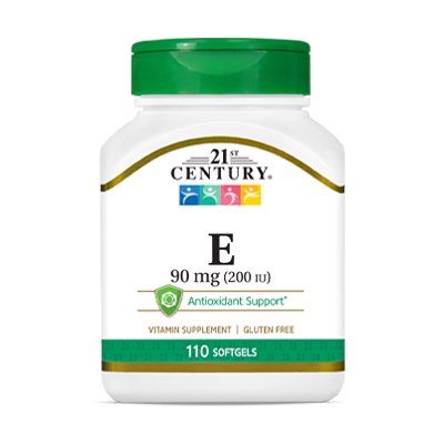 Витамины и минералы 21st Century Vitamin E 90 mg, 110 капсул,  ml, 21st Century. Vitamins and minerals. General Health Immunity enhancement 