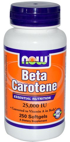 Beta Carotene 25000, 250 piezas, Now. Complejos vitaminas y minerales. General Health Immunity enhancement 