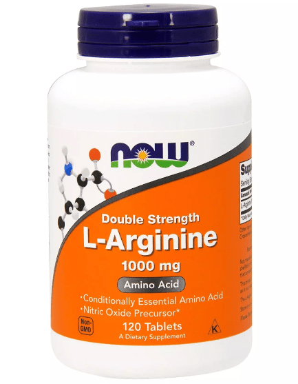 Амінокислота NOW Foods L-Arginine Double Strength 1000 mg 120 Tabs,  ml, Now. Aminoácidos. 