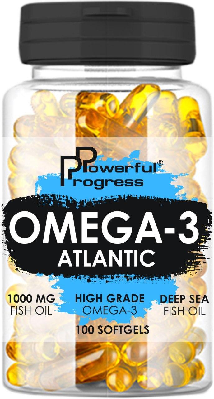 Жирні кислоти Powerful Progress Atlantic Omega-3 90 caps,  ml, Powerful Progress. Omega 3 (Fish Oil). General Health Ligament and Joint strengthening Skin health CVD Prevention Anti-inflammatory properties 
