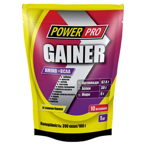 Power Pro Gainer 1 кг Банан,  мл, Power Pro. Гейнер. Набор массы Энергия и выносливость Восстановление 