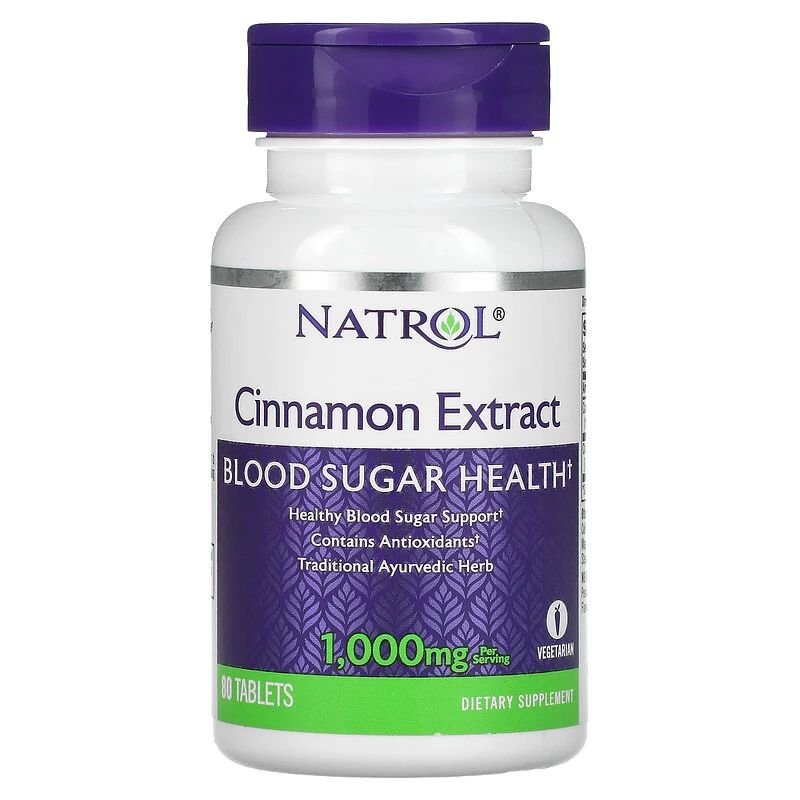 Натуральная добавка Natrol Cinnamon Extract 1000 mg, 80 таблеток,  мл, Natrol. Hатуральные продукты. Поддержание здоровья 