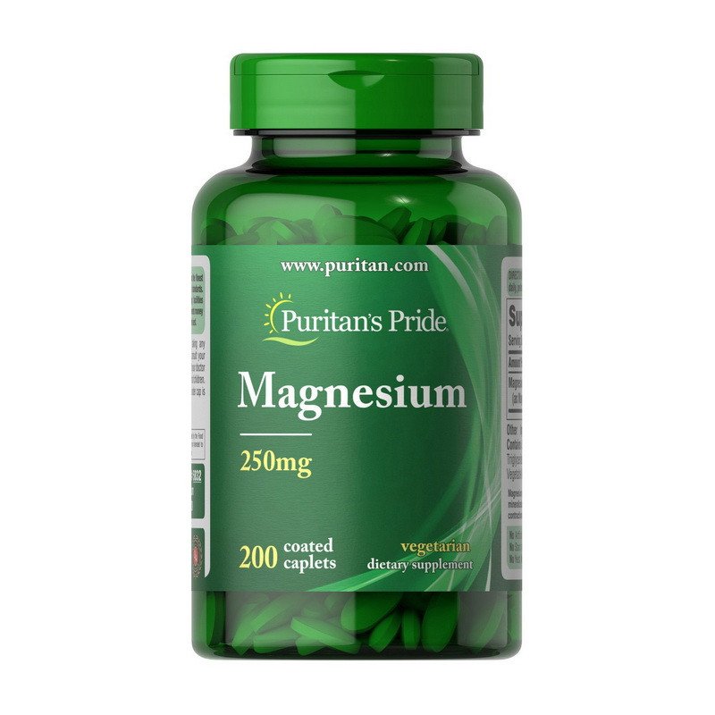 Магний Puritan's Pride Magnesium 250 mg (200 капс) пуритан прайд,  мл, Puritan's Pride. Магний Mg. Поддержание здоровья Снижение холестерина Предотвращение утомляемости 