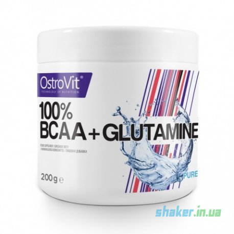 БЦАА OstroVit 100% BCAA+Glutamine (200 г) островит с глютамином pure,  мл, OstroVit. BCAA. Снижение веса Восстановление Антикатаболические свойства Сухая мышечная масса 