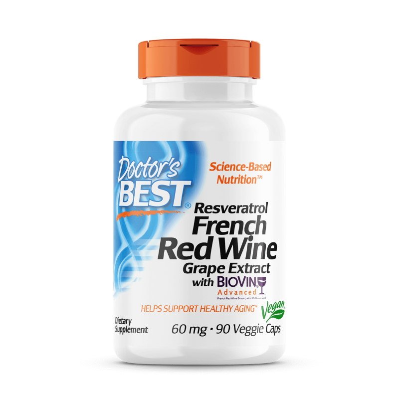 Doctor's BEST Натуральная добавка Doctor's Best French Red Wine Grape Extract, 90 вегакапсул, , 