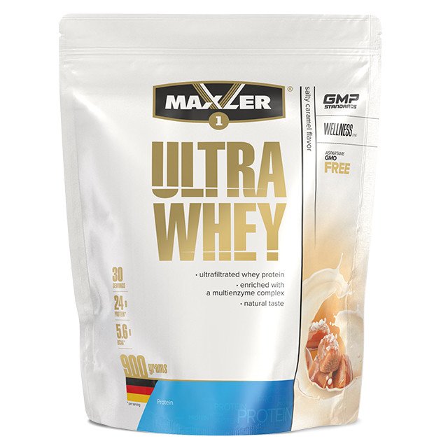 Сывороточный протеин концентрат Maxler Ultra Whey 900 грамм Соленая карамель,  мл, Maxler. Сывороточный концентрат. Набор массы Восстановление Антикатаболические свойства 