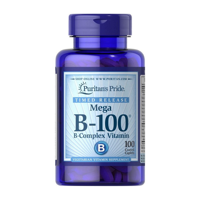 Комплекс витамина B Puritan's Pride Mega B-100 Time Release 100 капсул,  мл, Puritan's Pride. Витамин B. Поддержание здоровья 