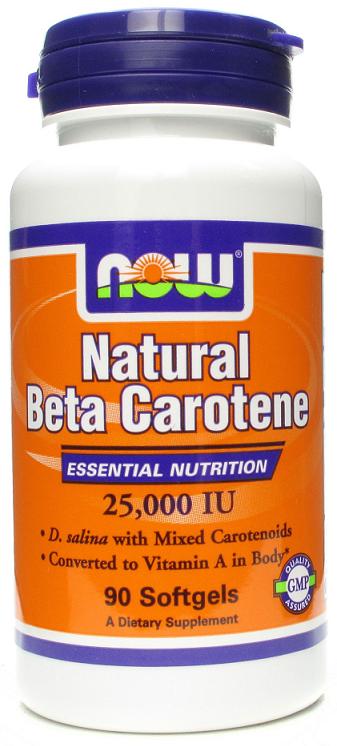 Beta Carotene, 90 pcs, Now. Vitamin A. General Health Immunity enhancement Skin health Strengthening hair and nails Antioxidant properties 