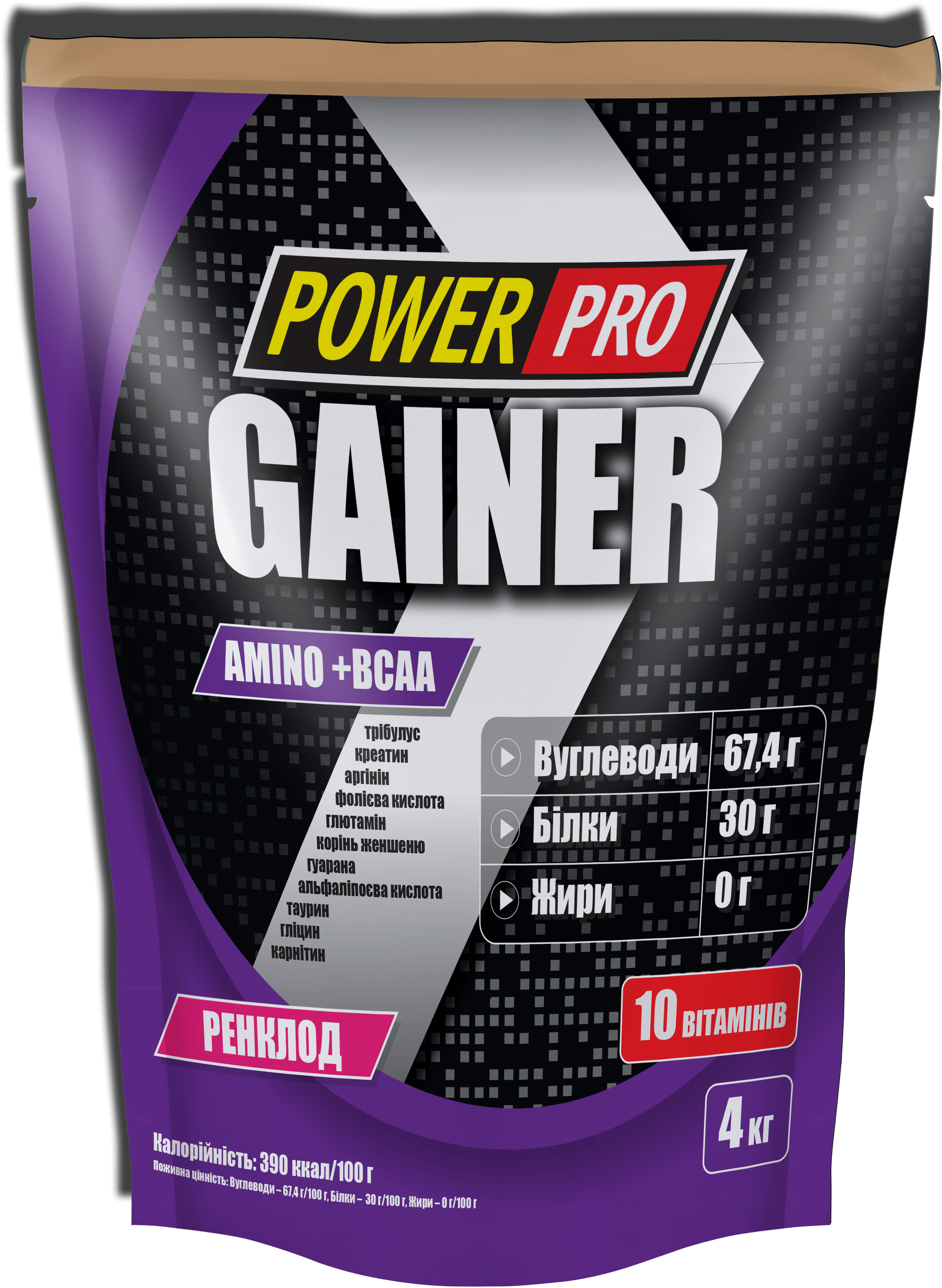 Gainer, 4000 g, Power Pro. Gainer. Mass Gain Energy & Endurance recovery 