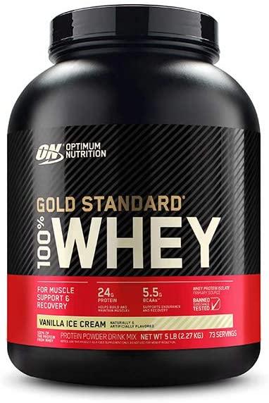 Сывороточный протеин изолят Optimum Nutrition 100% Whey Gold Standard (2.3 кг) оптимум вей голд стандарт vanilla ice cream,  мл, Optimum Nutrition. Сывороточный изолят. Сухая мышечная масса Снижение веса Восстановление Антикатаболические свойства 
