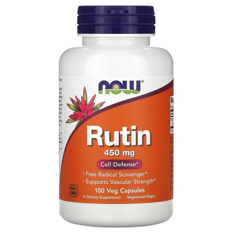 Витамины и минералы NOW Rutin 450 mg, 100 вегакапсул,  ml, Now. Vitamins and minerals. General Health Immunity enhancement 